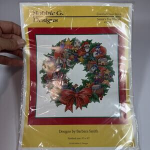 Bobbie G. Designs Santa's Toy Wreath Cross Stitch Kit 9.5" X 9.5" NIP STW6998